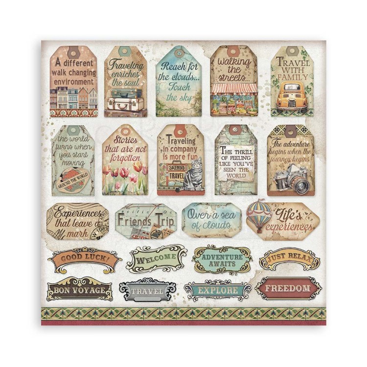Zestaw papierów do scrapbookingu 20x20 Art of Travelling SBBSXB07 Stamperia