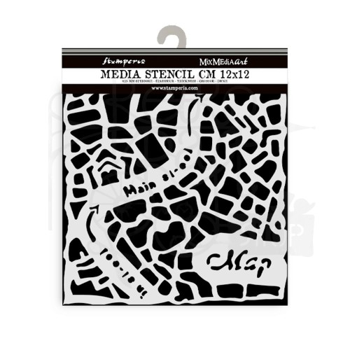 Szablon maska 12x12cm Art of Travelling Mapa KSTDS07 Stamperia
