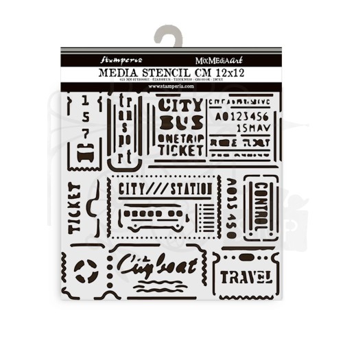 Szablon maska 12x12cm Art of Travelling Bilety KSTDS06 Stamperia