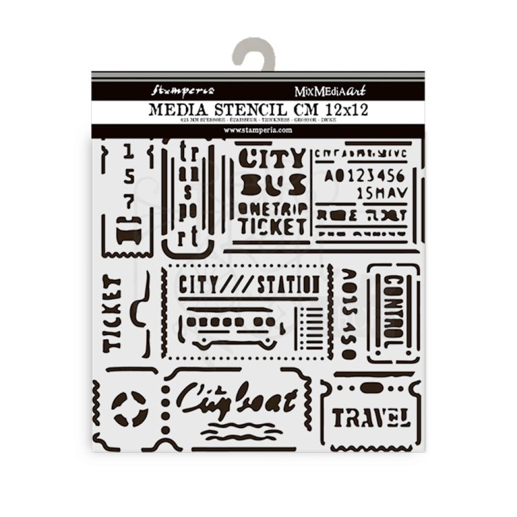 Szablon maska 12x12cm Art of Travelling Bilety KSTDS06 Stamperia