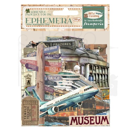 Ozdoby papierowe samoprzylepne Ephemera Art of Travelling DFLCT58 Stamperia