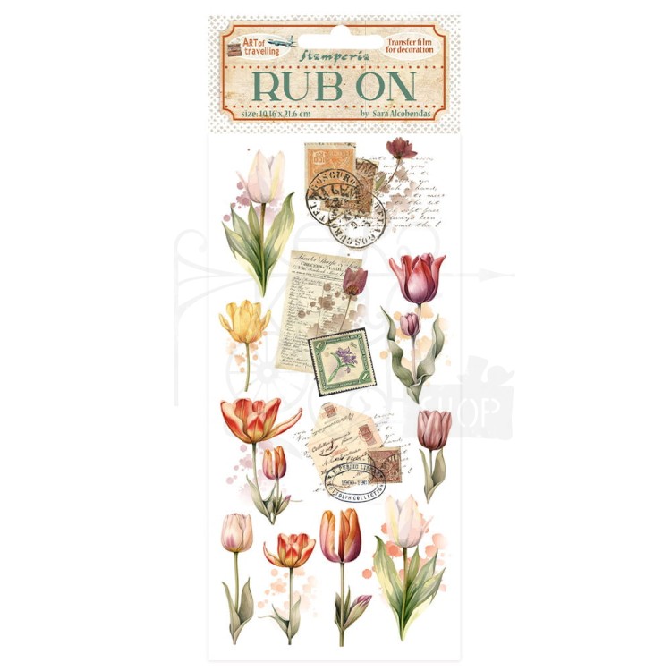 Rub-on transfer 10x21.6cm Art of Travelling Tulipany DFLRB135 Stamperia