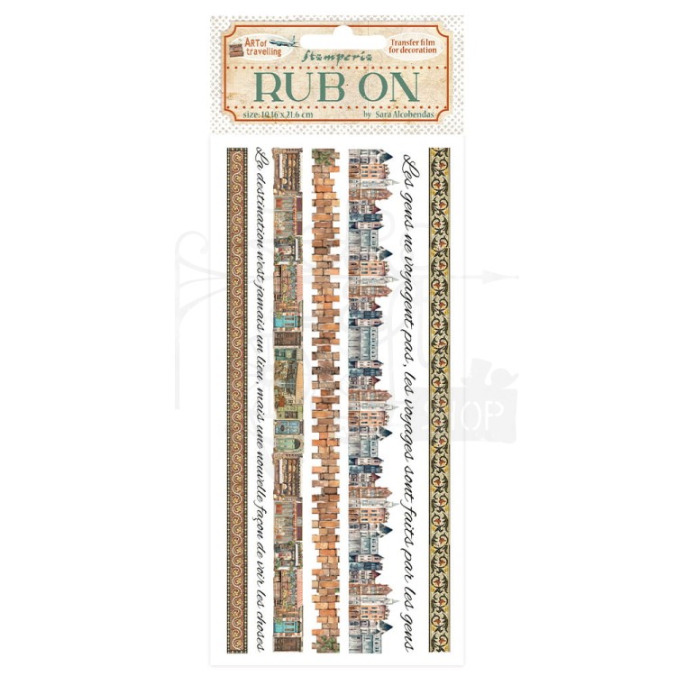 Rub-on transfer 10x21.6cm Art of Travelling Paski DFLRB134 Stamperia