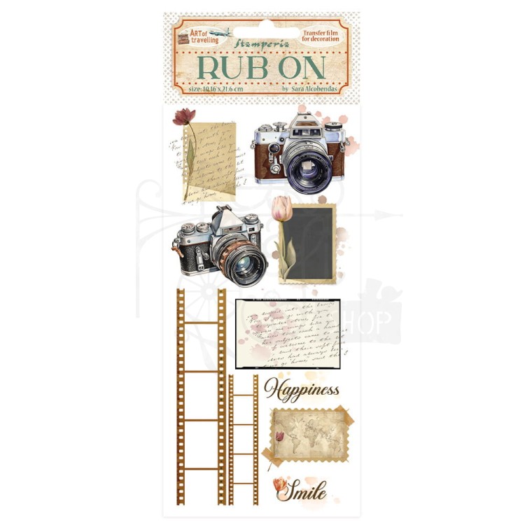 Rub-on transfer 10x21.6cm Art of Travelling Fotografia DFLRB132 Stamperia