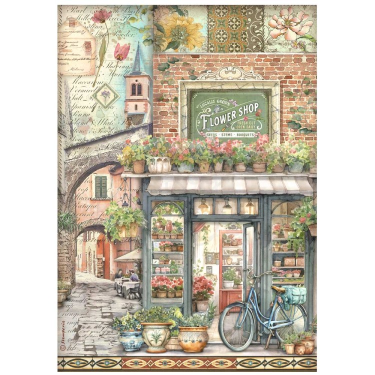 Papier ryżowy do decoupage A4 Art of Travelling Sklepik DFSA4977 Stamperia