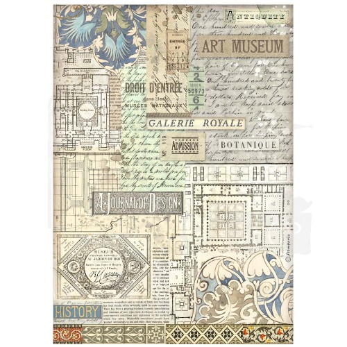 Papier ryżowy do decoupage A4 Art of Travelling Tło muzeum DFSA4976 Stamperia