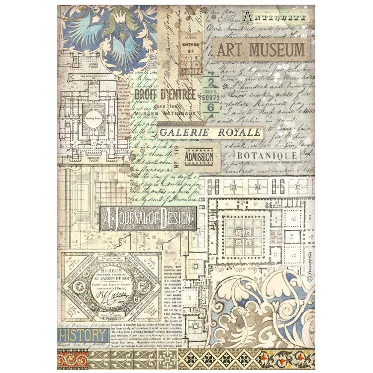 Papier ryżowy do decoupage A4 Art of Travelling Tło muzeum DFSA4976 Stamperia