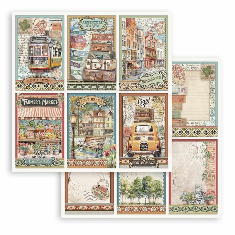 Zestaw papierów do scrapbookingu 20x20 Art of Travelling SBBS120 Stamperia