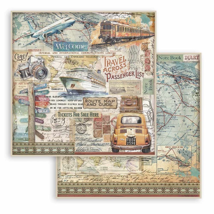 Zestaw papierów do scrapbookingu 20x20 Art of Travelling SBBS120 Stamperia