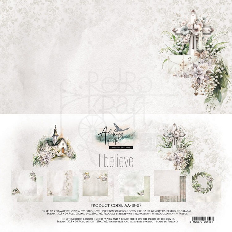 Zestaw papierów do scrapbookingu 30x30 I belive AA-IB-07 Alchemy of Art