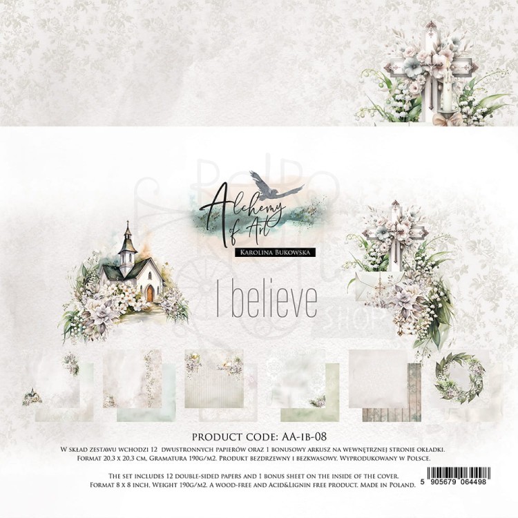 Zestaw papierów do scrapbookingu 20x20 I belive AA-IB-08 Alchemy of Art
