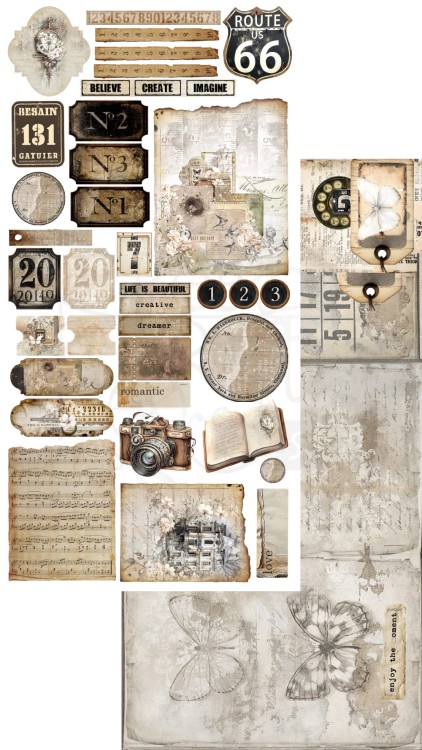 Zestaw papierów 15x30 dodatki do samodzielnego wycięcia Natural Beauty Junk Journal AA-NB-11 Alchemy of Art