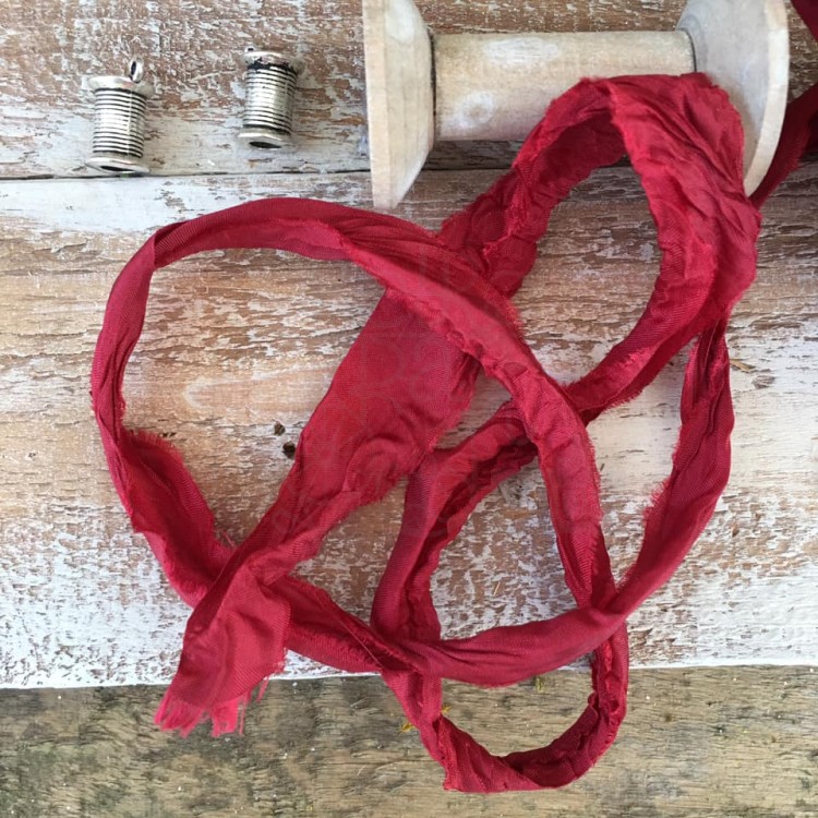 Wstążka gnieciona vintage Świąteczna czerwień OLDSZ-60 Old Fashion Ribbon