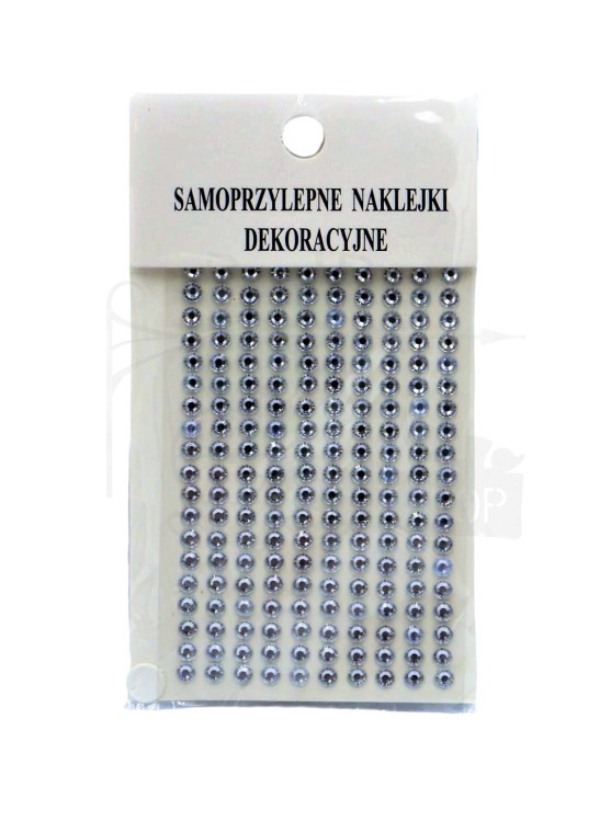 Kryształki srebrne samoprzylepne 4mm 190 szt.