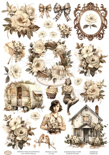 Papier do scrapbookingu A4 dodatki do wycinania Ogród 02 A-P-033 Artistiko