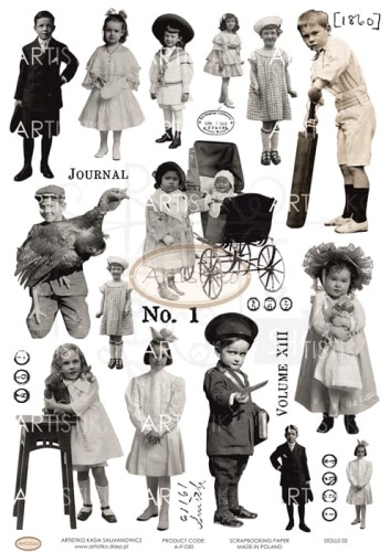Papier do scrapbookingu A4 dodatki do wycinania Dolls 02 A-P-030 Artistiko