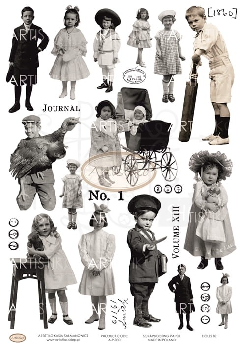 Papier do scrapbookingu A4 dodatki do wycinania Dolls 02 A-P-030 Artistiko