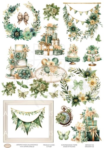 Papier do scrapbookingu A4 dodatki do wycinania Urodziny 03 A-P-029 Artistiko