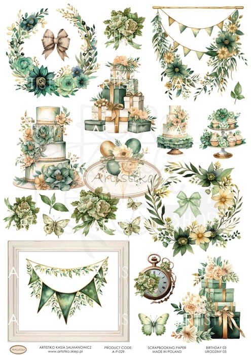 Papier do scrapbookingu A4 dodatki do wycinania Urodziny 03 A-P-029 Artistiko