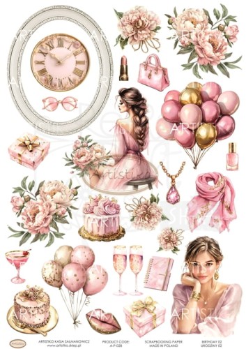 Papier do scrapbookingu A4 dodatki do wycinania Urodziny 02 A-P-028 Artistiko