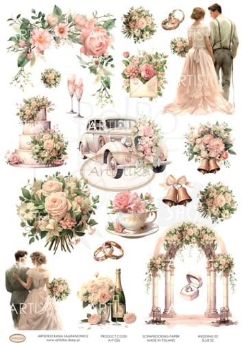 Papier do scrapbookingu A4 dodatki do wycinania Ślub 02 A-P-026 Artistiko