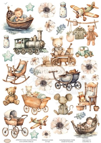 Papier do scrapbookingu A4 dodatki do wycinania Chłopiec 01 A-P-021 Artistiko