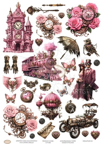 Papier do scrapbookingu A4 dodatki do wycinania Steampunk 02 A-P-038 Artistiko