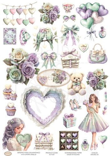 Papier do scrapbookingu A4 dodatki do wycinania Miłość 03 A-P-037 Artistiko
