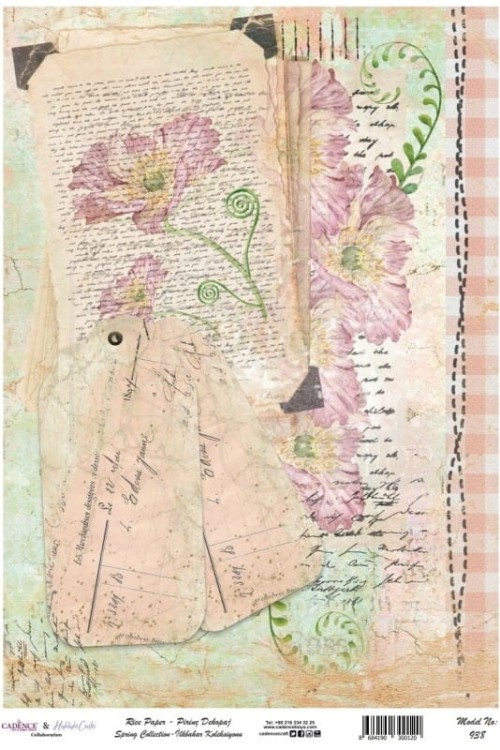 Papier ryżowy do decoupage A4 Kolekcja wiosenna Stare kartki PR0938 Cadence