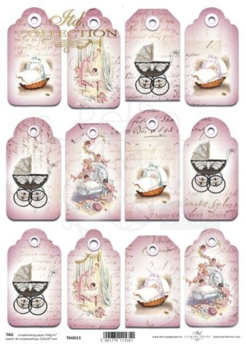 Papier do scrapbookingu A4 Tagi Małe dziecko - niebieskie TAG0013 ITD Collection