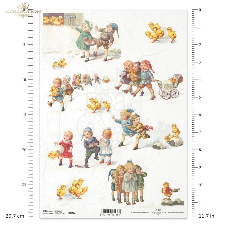 Papier ryżowy do decoupage A4 Wielkanoc retro dzieci R1082 ITD Collection