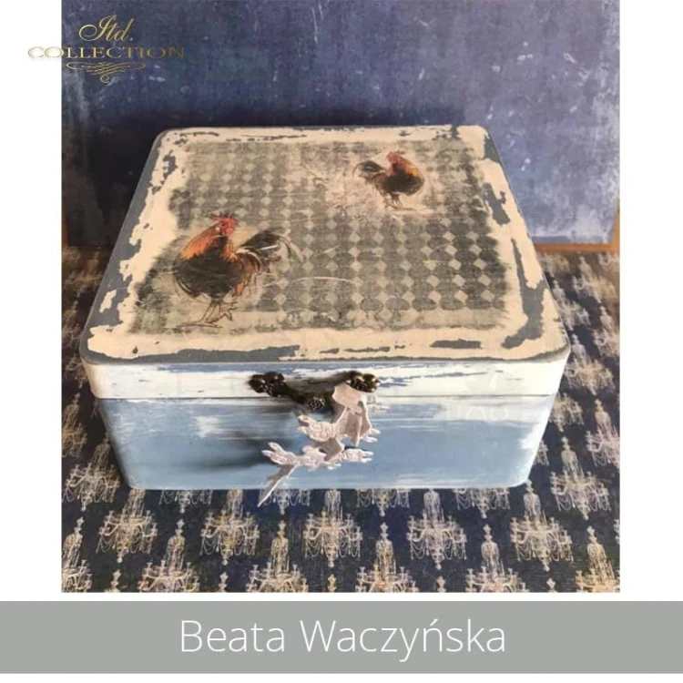 Papier ryżowy do decoupage A4 Wielkanoc koguty kury kurczaczki R1351 ITD Collection