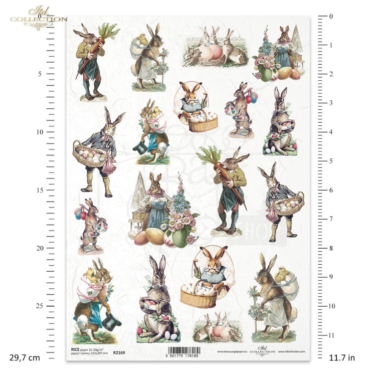Papier ryżowy do decoupage A4 Wielkanoc zające R2169 ITD Collection