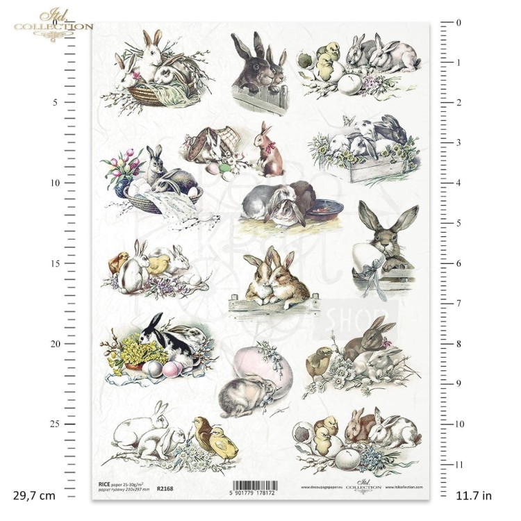 Papier ryżowy do decoupage A4 Wielkanoc zające R2168 ITD Collection