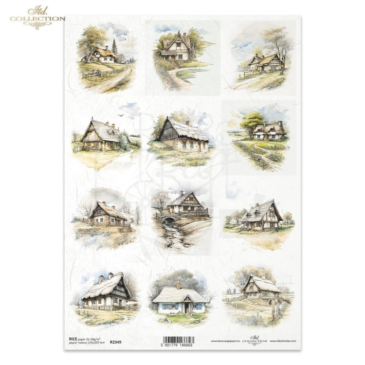 Papier ryżowy do decoupage A4 dom na wsi R2349 ITD Collection