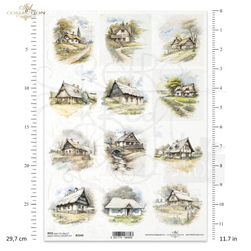 Papier ryżowy do decoupage A4 dom na wsi R2349 ITD Collection