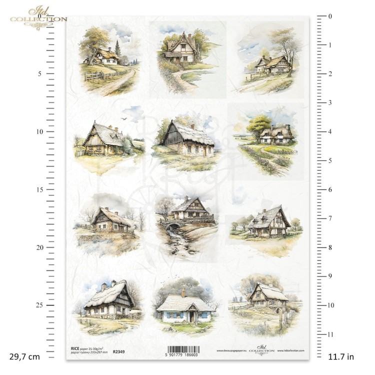 Papier ryżowy do decoupage A4 dom na wsi R2349 ITD Collection