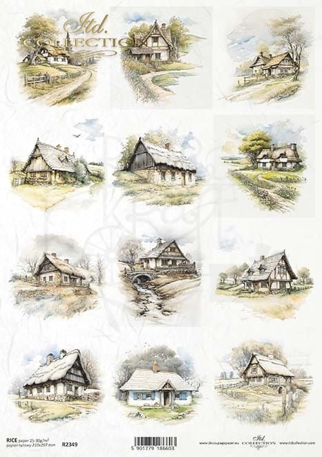 Papier ryżowy do decoupage A4 dom na wsi R2349 ITD Collection