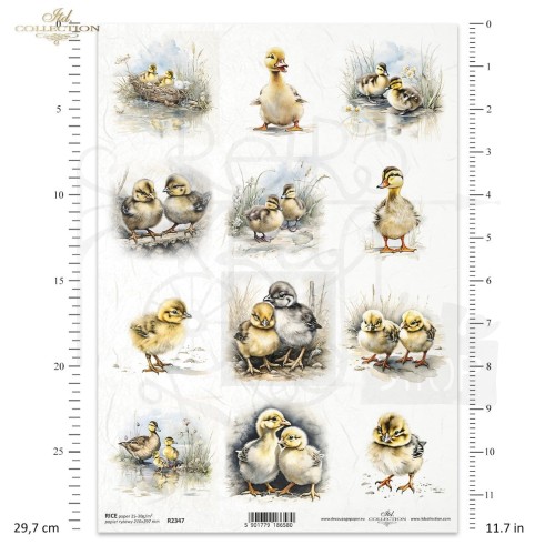 Papier ryżowy do decoupage A4 Wielkanoc zajączki i jajka R2347 ITD Collection