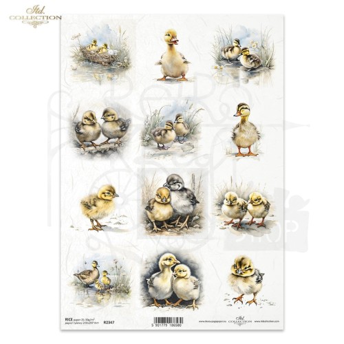 Papier ryżowy do decoupage A4 Wielkanoc zajączki i jajka R2347 ITD Collection