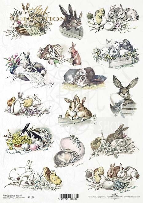 Papier ryżowy do decoupage A4 Wielkanoc kurczaczki i kaczuszki R2368 ITD Collection