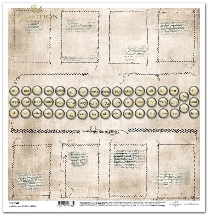 Papier do scrapbookingu 30x30 Ulotne chwile ściegi guziczki SL1054 ITD Collection