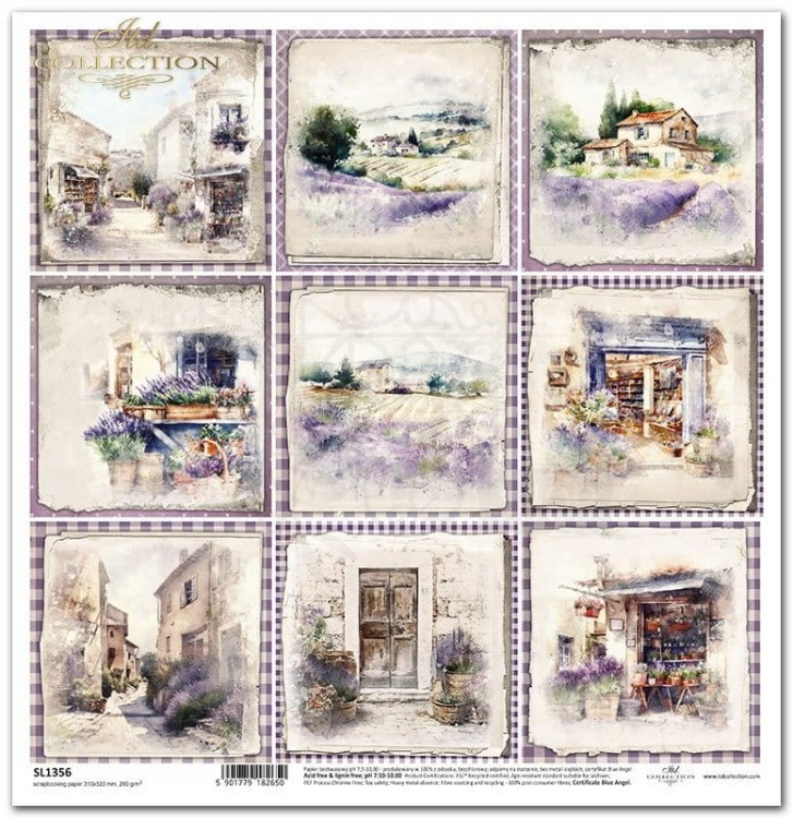 Papier do scrapbookingu 30x30 Provence scented with lavender SL1356 ITD Collection