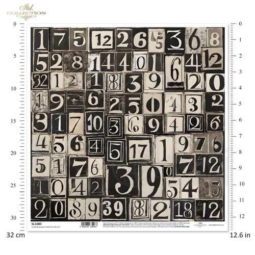 Papier do scrapbookingu 30x30 Black &amp; White Cyfry SL1680 ITD Collection