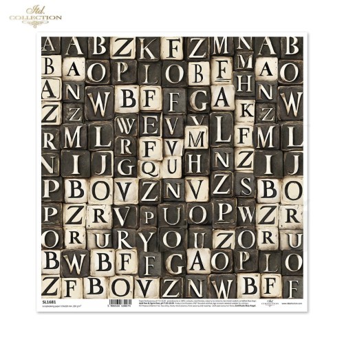 Papier do scrapbookingu 30x30 Black &amp; White Litery SL1681 ITD Collection
