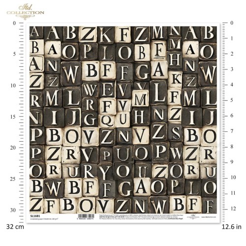 Papier do scrapbookingu 30x30 Black &amp; White Litery SL1681 ITD Collection