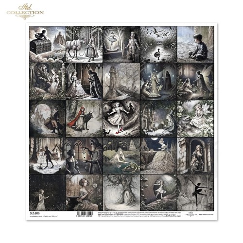 Papier do scrapbookingu 30x30 Lost in a Fairy Tale postacie z baśni SL1686 ITD Collection