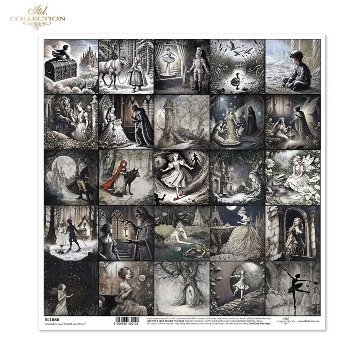 Papier do scrapbookingu 30x30 Lost in a Fairy Tale postacie z baśni SL1686 ITD Collection