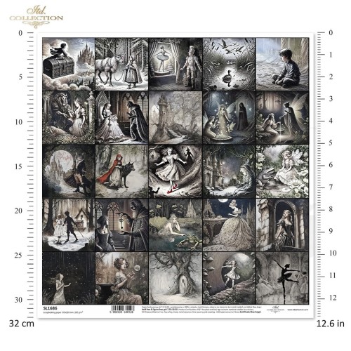 Papier do scrapbookingu 30x30 Lost in a Fairy Tale postacie z baśni SL1686 ITD Collection