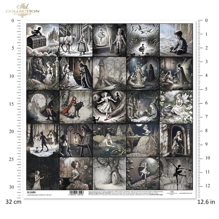 Papier do scrapbookingu 30x30 Lost in a Fairy Tale postacie z baśni SL1686 ITD Collection